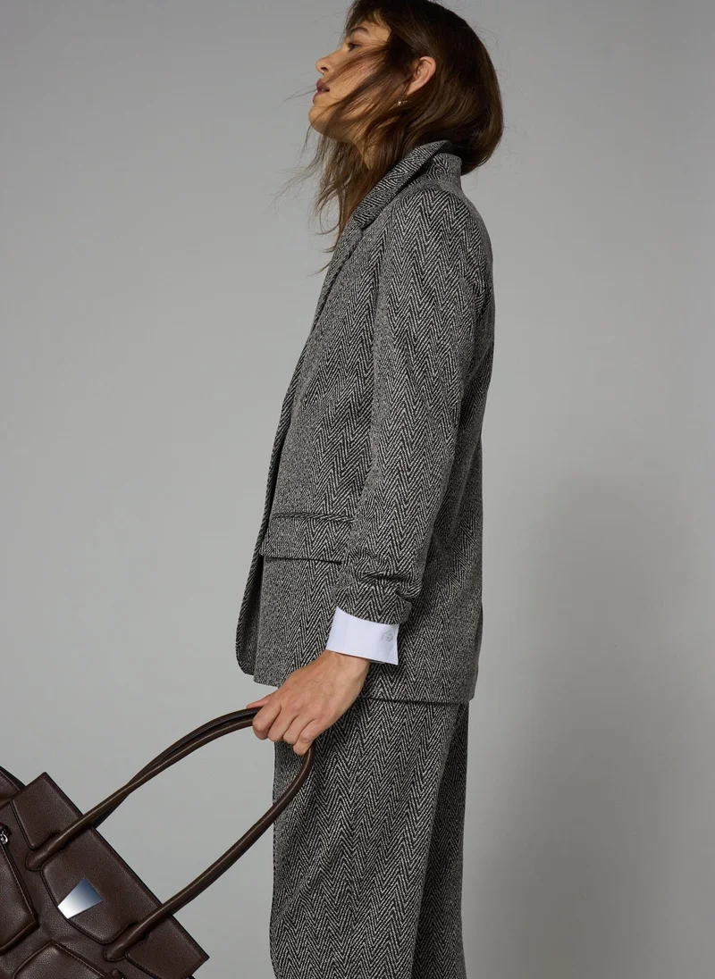 Matalan Grey Et Vous Grey Herringbone Ponte Blazer for Women | Best Price UAE