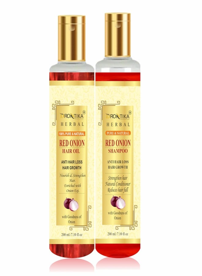 Drontika Natural Herbal Red Onion Oil And Red Onion Shampoo Combo (2 Items in the set) - Image 1