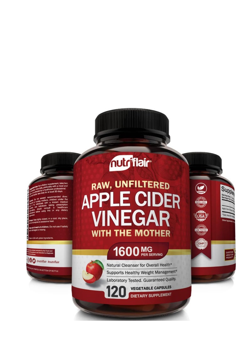 NutriFlair Apple Cider Vinegar Capsules with The Mother - 120 Vegan ACV Pills - Best Supplement for Healthy Weight Loss, Diet, Keto, Digestion, Detox, Immune - Powerful Cleanser & Appetite Suppressant Non-GMO - Image 3