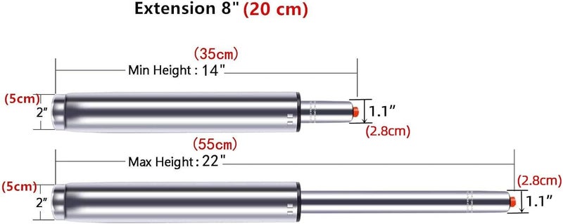 Antlu 14" to 22" (8" Stroke) Adjustable Gas Lift Cylinder for Office Chair Stool Replacement, Tall Hydraulic Pneumatic Cylinder Shock Piston for More Scenes, Universal Size Heavy Duty (400 lbs) - Image 1