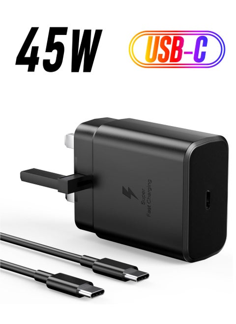 45W Super Fast for Samsung Galaxy S23 Ultra, S23+, S23, S22 Ultra 5G, S22+, S22, S20, S20 FE, S21, S10, A53, A33, A13, A03, M13 USB-C Phone Wall Plug for Samsung