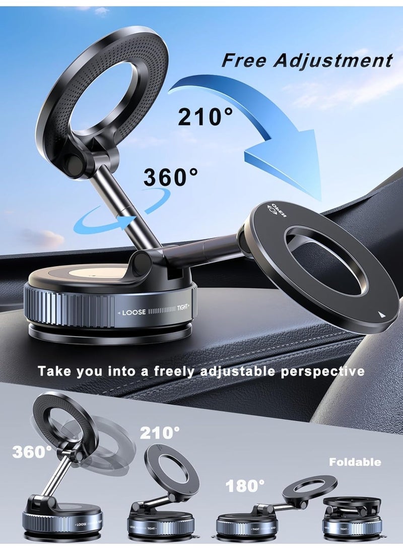 Brizone Magnetic Suction Cup Phone Mount for MagSafe, 360° Adjustable Foldable Car Phone Holder with Strong  Magnet & Vacuum Lock, Portable Dashboard/Windshield Mount for All Type of Phones. - Image 2