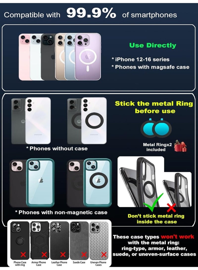 Brizone Magnetic Suction Cup Phone Mount for MagSafe, 360° Adjustable Foldable Car Phone Holder with Strong  Magnet & Vacuum Lock, Portable Dashboard/Windshield Mount for All Type of Phones. - Image 5