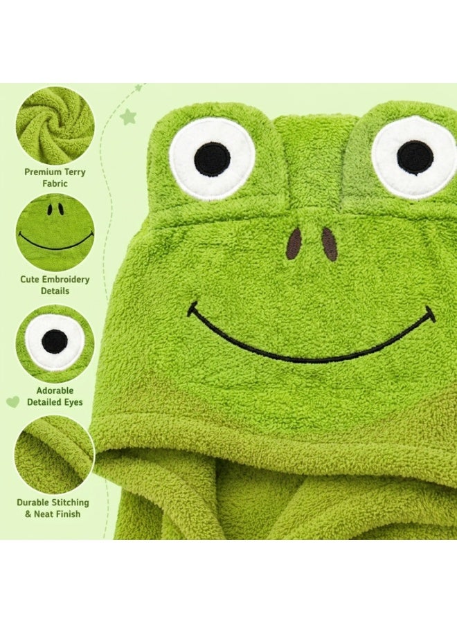VELMORE Premium Kids Hooded Bathrobe – 100% Cotton Soft & Absorbent Towel Robe for Boys & Girls, Lightweight, Quick Dry, with Belt & Pockets (650 GSM) - 06 - 10 Y - Green - Image 5