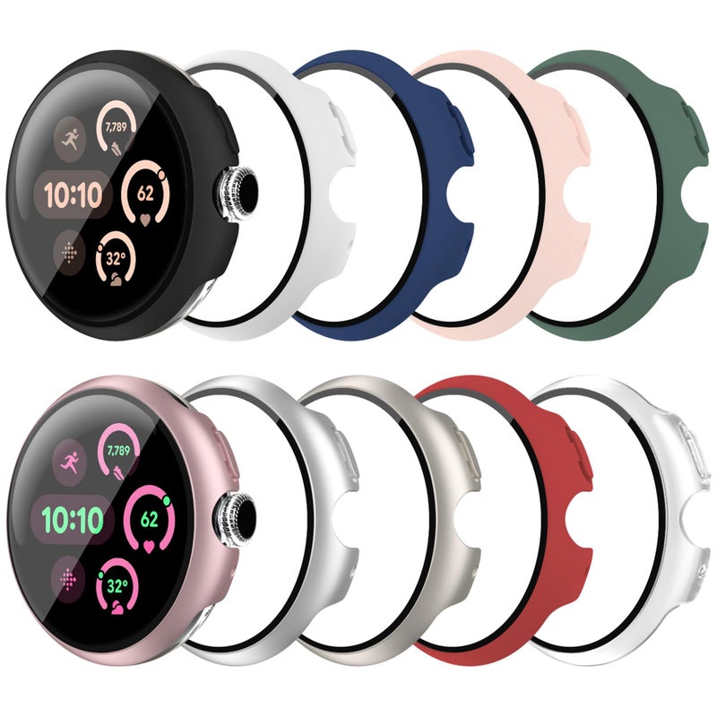 Tiorecime 10 Pack Case for Google Pixel Watch 3/2/1 41mm with Tempered Glass Screen Protector, Shockproof Hard PC Bumper, All-Around Protective Cover Compatible with Pixel Watch 3/2/1 41mm Accessories - Image 1