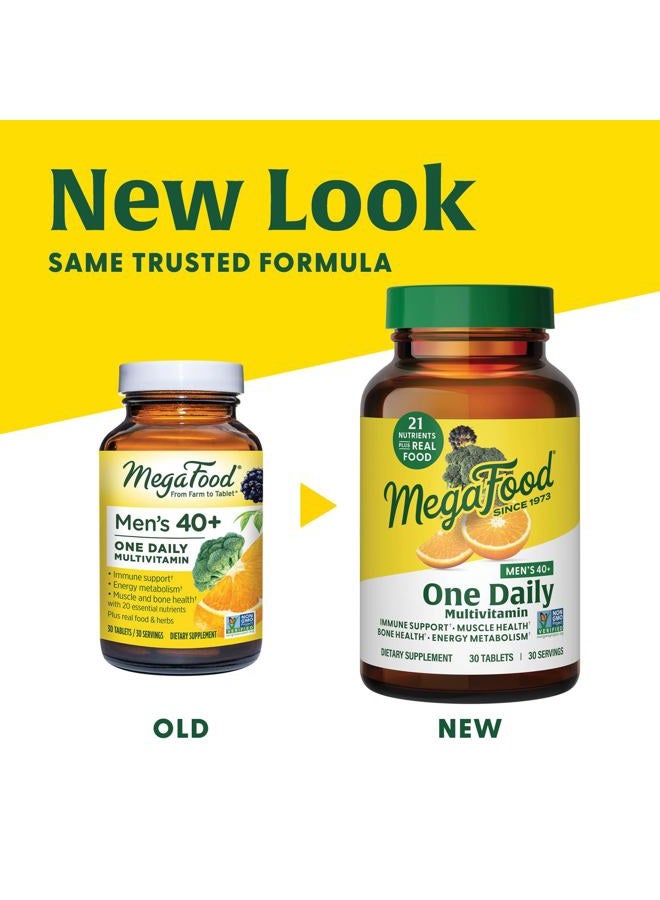 MegaFood Men's 40+ One Daily Multivitamin for Men With Vitamin B, Vitamin D3, Selenium, Zinc & Real Food - Immune Support, Energy Metabolism, and Muscle & Bone Health – Non GMO; Vegetarian - 90 Tabs - Image 2