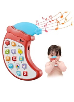 Baby Cell Phone Toy with Removable Teether Case, Teething Phone Toy for Infant Interactive Electronic Learning Toy with Music Lights Birthday Gift for Kids Age 3Y+
