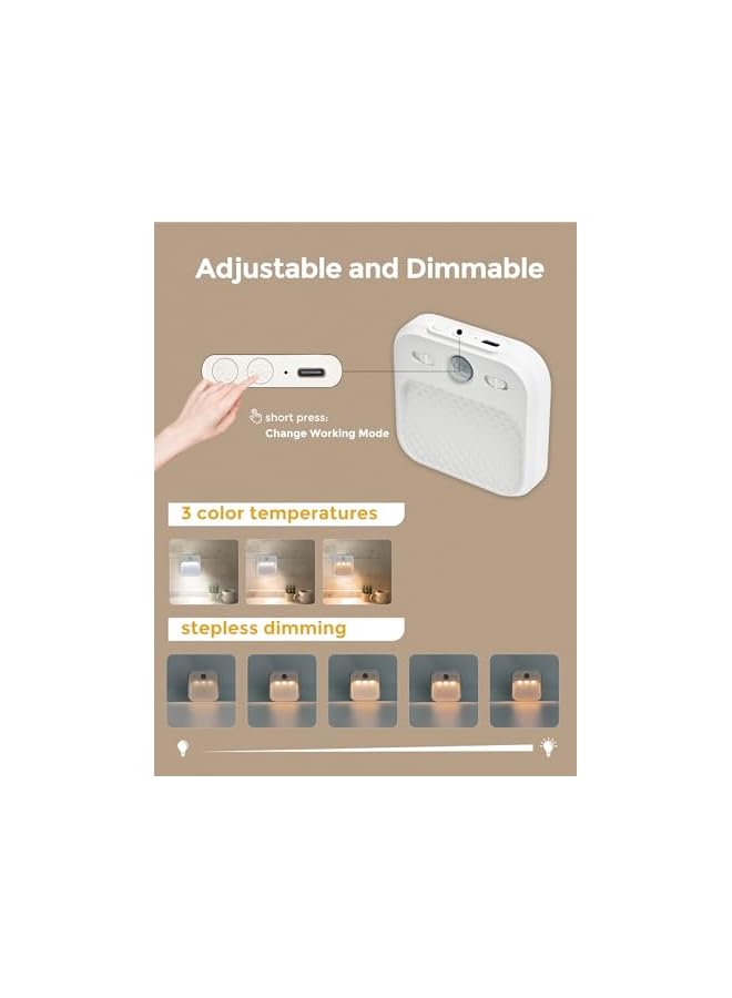 The Bros ضوء ليلي حساس للحركة، ضوء LED ليلي قابل لإعادة الشحن بدون أسلاك، 3 أوضاع حساسية & سطوع قابل للتعديل (30 يومًا في وضع الاستعداد)، ضوء للسلالم/غرفة النوم/الحمام/الممر للأطفال، البالغين [3 عبوات] - Image 5