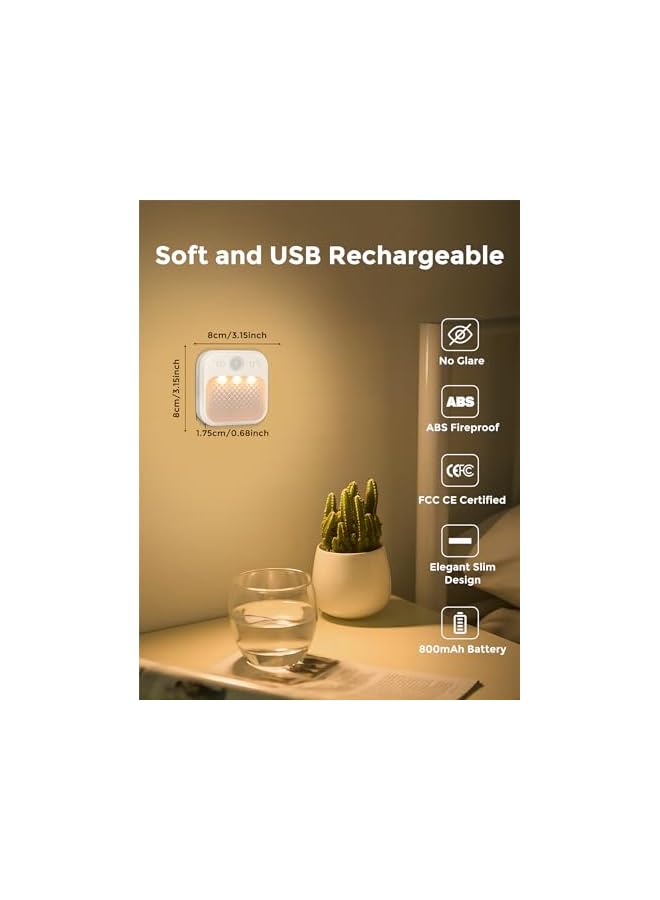 The Bros ضوء ليلي حساس للحركة، ضوء LED ليلي قابل لإعادة الشحن بدون أسلاك، 3 أوضاع حساسية & سطوع قابل للتعديل (30 يومًا في وضع الاستعداد)، ضوء للسلالم/غرفة النوم/الحمام/الممر للأطفال، البالغين [3 عبوات] - Image 3