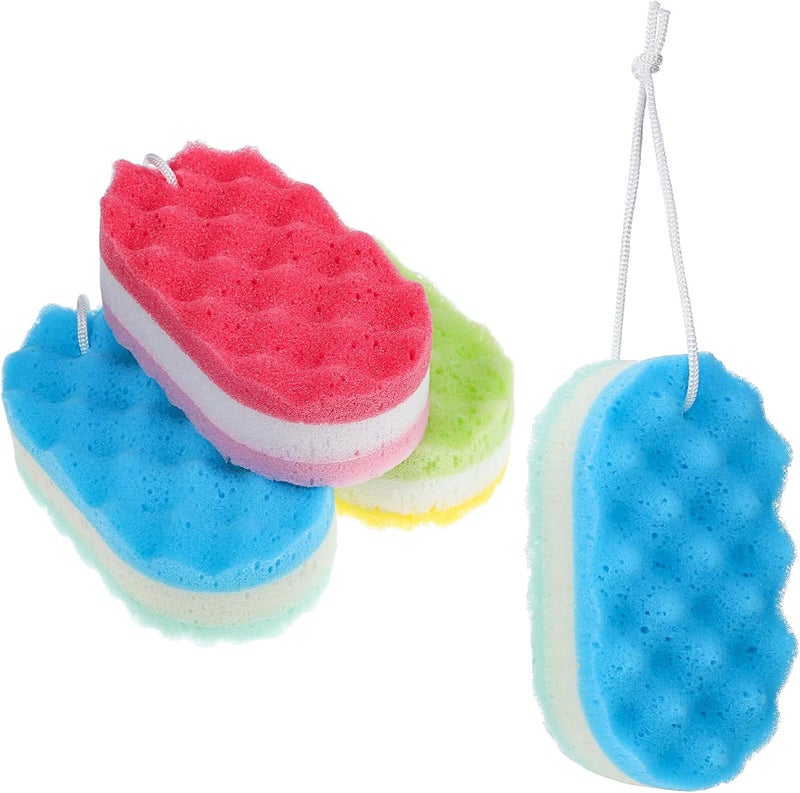 4 Pack Body Exfoliating Shower Sponges Loofah Scrubbers For Gentle Skin Cleansing - Image 1