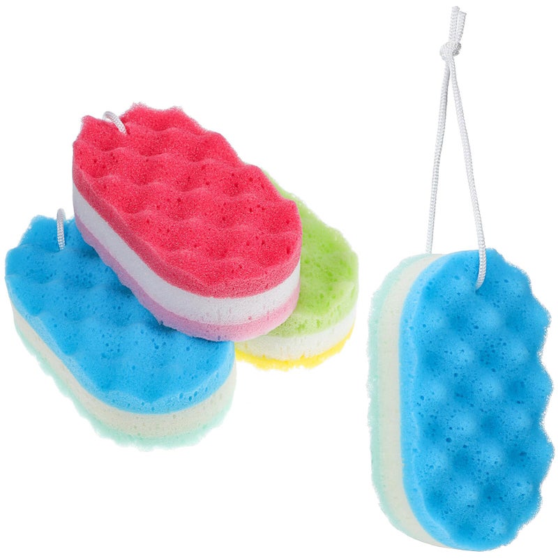 4 Pack Body Exfoliating Shower Sponges Loofah Scrubbers For Gentle Skin Cleansing - Image 2