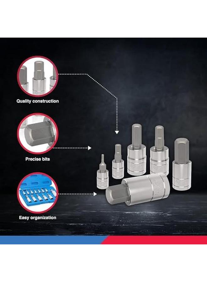 نيكو 10074A مجموعة مقابس سداسية 10074A متري 2 مم إلى 14 مم 13 قطعة مجموعة S2 وCr V Steel 1 4 "3 8" ومحرك 1 2 بوصة - Image 4