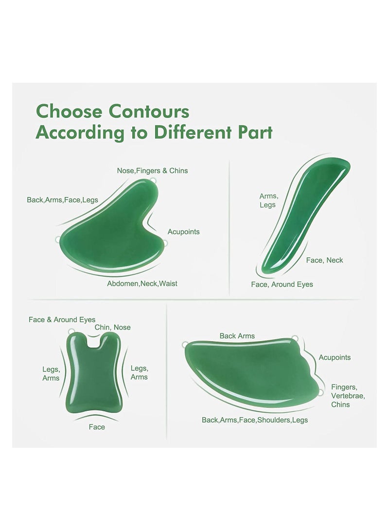 NIBEMINENT Massage Facial Tool Natural Jade Stone Board Scraping Set for SPA Acupuncture Physical Therapy Muscle Knot Caring Point Treatment 4PCS - Image 4