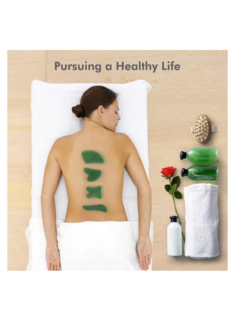 NIBEMINENT Massage Facial Tool Natural Jade Stone Board Scraping Set for SPA Acupuncture Physical Therapy Muscle Knot Caring Point Treatment 4PCS - Image 3