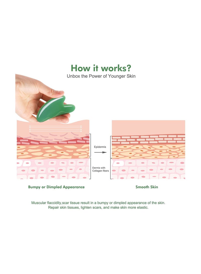 NIBEMINENT Massage Facial Tool Natural Jade Stone Board Scraping Set for SPA Acupuncture Physical Therapy Muscle Knot Caring Point Treatment 4PCS - Image 5