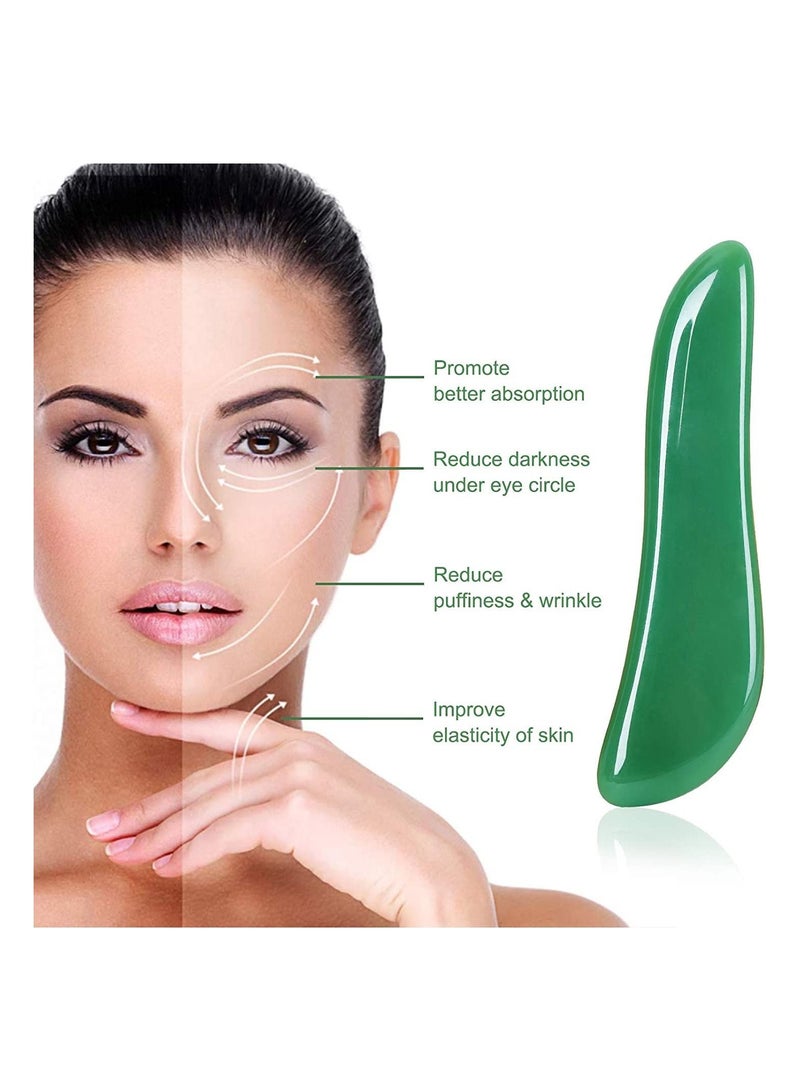 NIBEMINENT Massage Facial Tool Natural Jade Stone Board Scraping Set for SPA Acupuncture Physical Therapy Muscle Knot Caring Point Treatment 4PCS - Image 2