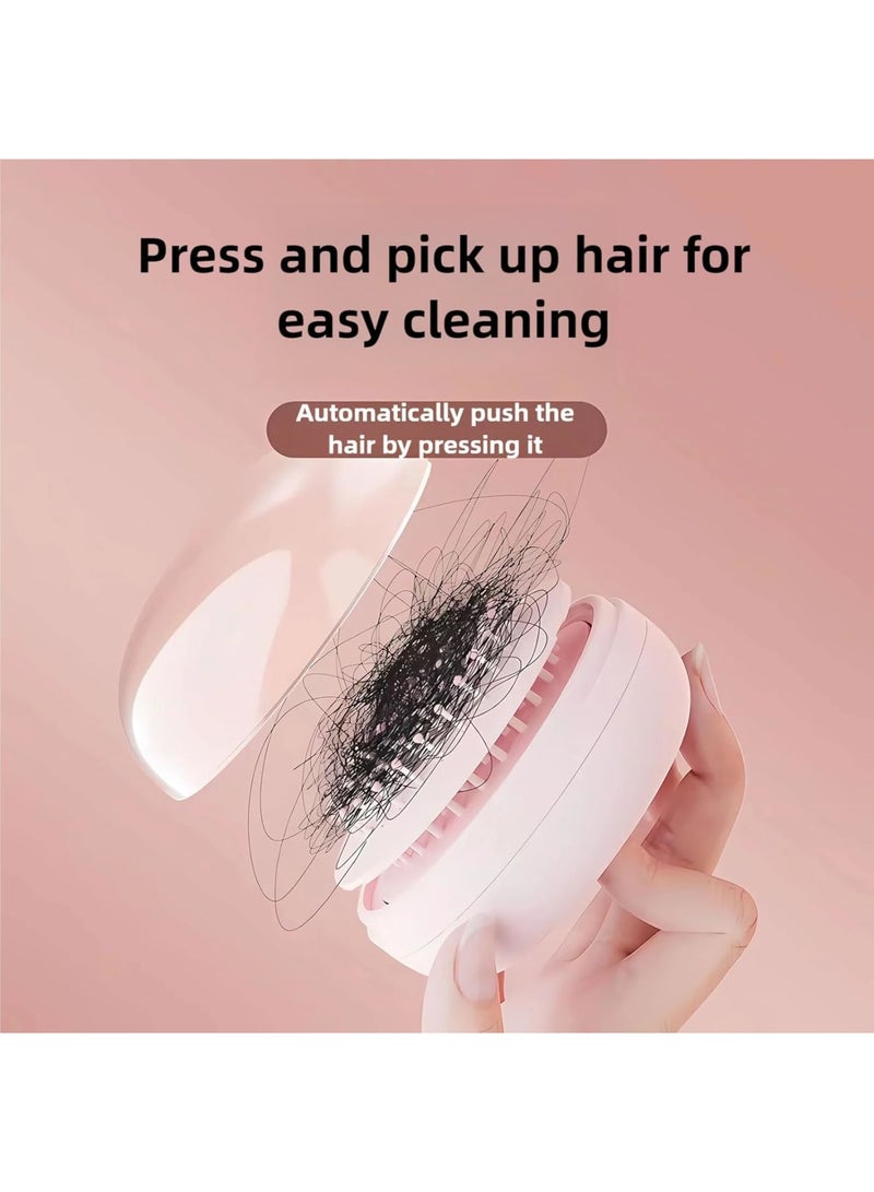 SYOSI Portable Cushion Comb, Compact Travel Hair Brush with Mini Mirror, Pocket Detangling Brush with Soft Bristles for Styling and Scalp Massage, Lightweight Folding Comb for Travel, Office, Gym, Pink - Image 3