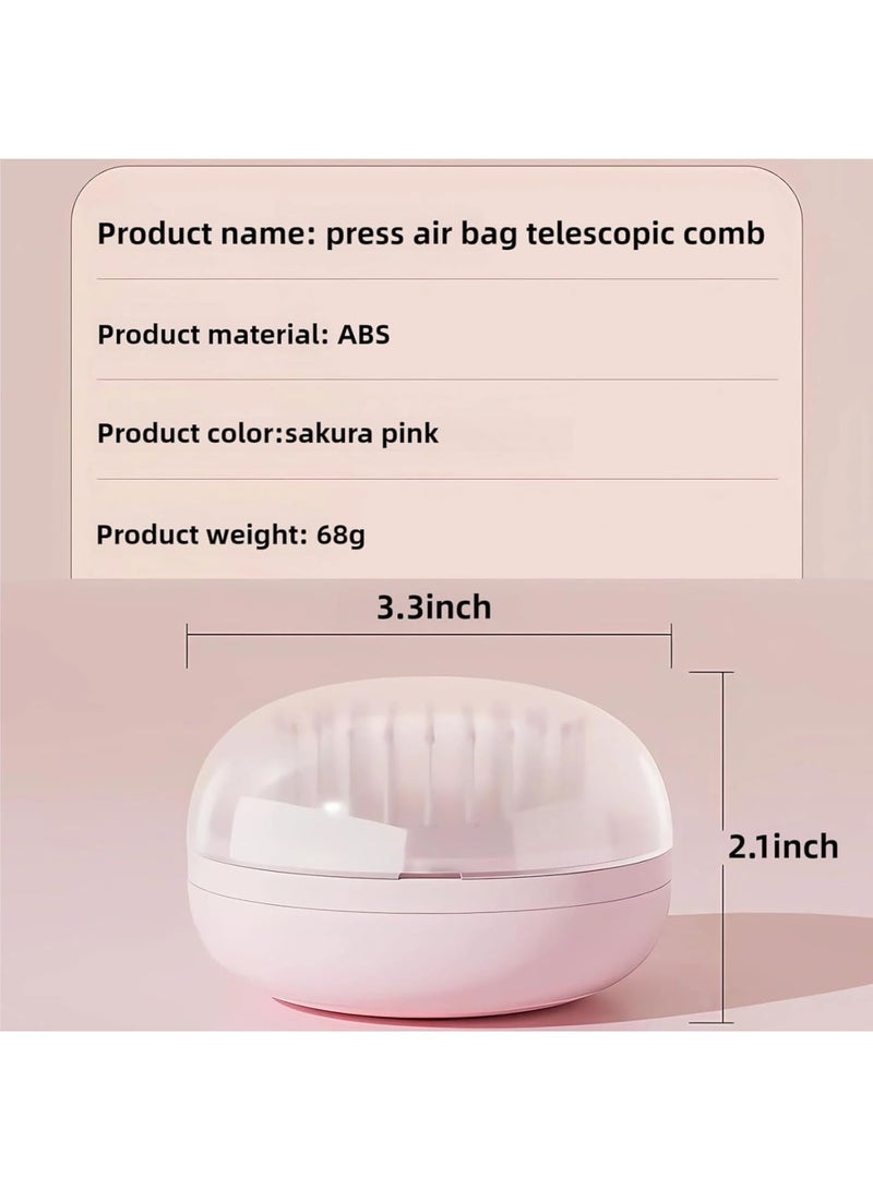 SYOSI Portable Cushion Comb, Compact Travel Hair Brush with Mini Mirror, Pocket Detangling Brush with Soft Bristles for Styling and Scalp Massage, Lightweight Folding Comb for Travel, Office, Gym, Pink - Image 2