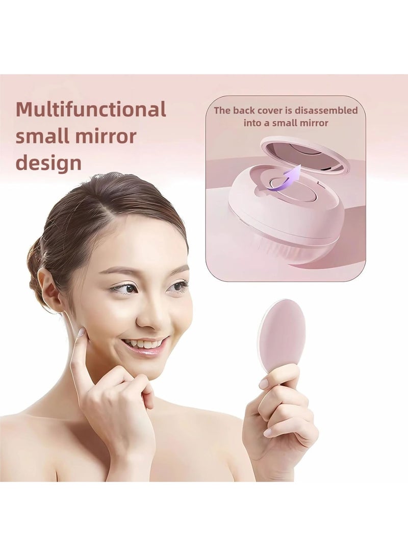 SYOSI Portable Cushion Comb, Compact Travel Hair Brush with Mini Mirror, Pocket Detangling Brush with Soft Bristles for Styling and Scalp Massage, Lightweight Folding Comb for Travel, Office, Gym, Pink - Image 5