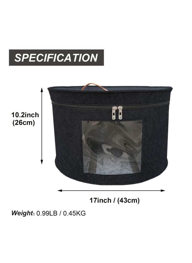 Hat Storage Box, Portable Felt Organizer Bucket, Foldable Large Capacity Round Travel Hat Container with Dust Proof Lid, Stuffed Animal Toys and Clothes Storage Bin Bag, 43 x 26CM  - Image 2