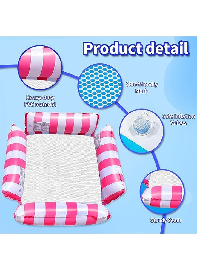 Swimming Pool Floats 2 Pack, 4-in-1 Inflatable Pool Float & Water Hammock with Air Pumps, Multi-Purpose Pool Floats for Adults(Blue,Pink)