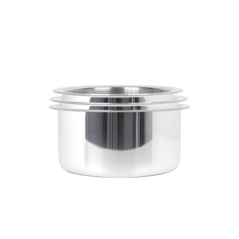 MEYER وعاء ثلاثي من الفولاذ المقاوم للصدأ مع غطاء SS 304 | 16/18/20 سم 1.5/2.3/3.1 لتر | ضمان 10 سنوات | فضي - Image 3