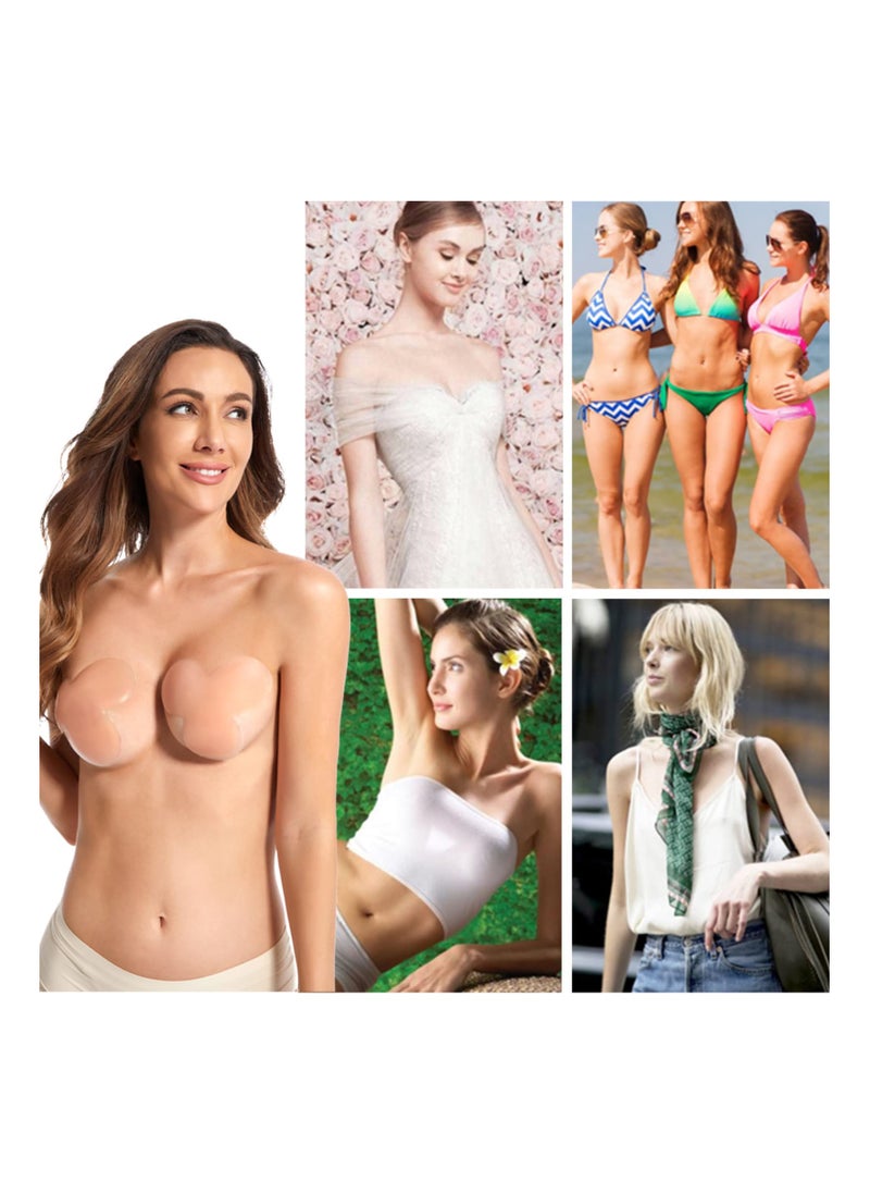 SYOSI - Invisible Breast Bra, Women Strapless Sticky Bra, Silicone Nipple Covers Pasties Push Up Self Adhesive Pads Breast Lift Petals Reusable Lifting Bra Cups Comfortable Bralette for Backless Dress - Image 1