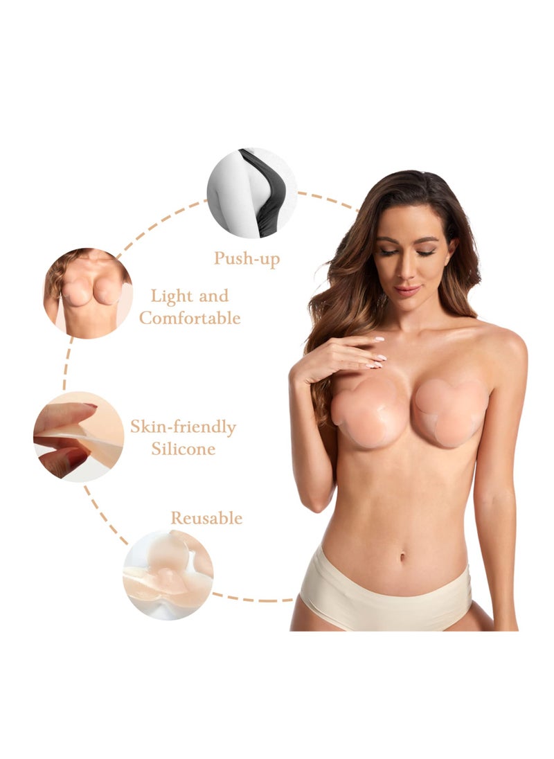 SYOSI - Invisible Breast Bra, Women Strapless Sticky Bra, Silicone Nipple Covers Pasties Push Up Self Adhesive Pads Breast Lift Petals Reusable Lifting Bra Cups Comfortable Bralette for Backless Dress - Image 1