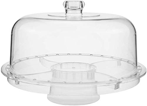 REPLEX Acrylic Cake Stand with Dome Cake Stand with Cover Cake Dome to Display Cake Pastry Multi-Functional Cake Plate with Dome 6 in 1 Cake Stand Serving Platter Dessert Platters Dish 12 inches - Image 2