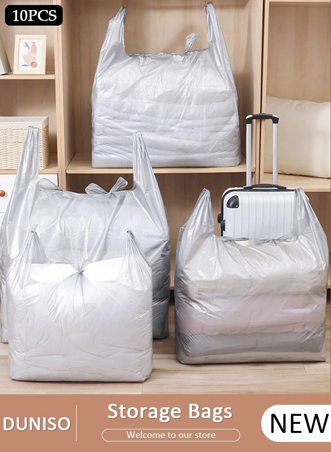 DUNISO مجموعة حقائب تخزين بلاستيكية مكونة من 10 قطع، منظم تخزين خزانة ذو سعة كبيرة، حقائب هزلية متحركة بمقبض محمول، حقائب بضائع الملابس لتغليف الملابس، تخزين الهدايا، شحن القمصان والسراويل - Image 1