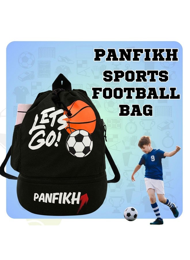 PANFIKH Sports Football Kit Bag with Drawstring Closure Football Kit Basketball Volleyball Gym Bags for Youth Kids - Accessories Backpack (Black) - Image 2