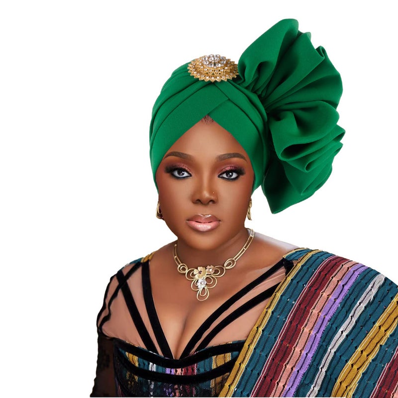 New Nigerian African Wedding Elegant Hand-Stitched Flower With Brooch Heap Hood Hood - Image 3