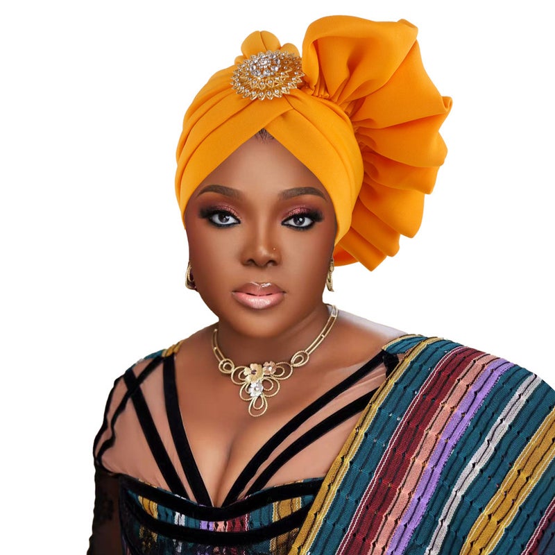 New Nigerian African Wedding Elegant Hand-Stitched Flower With Brooch Heap Hood Hood - Image 2