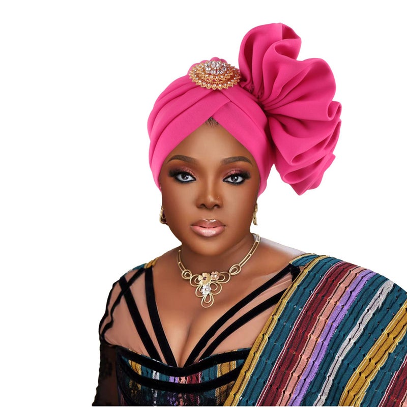 New Nigerian African Wedding Elegant Hand-Stitched Flower With Brooch Heap Hood Hood - Image 4