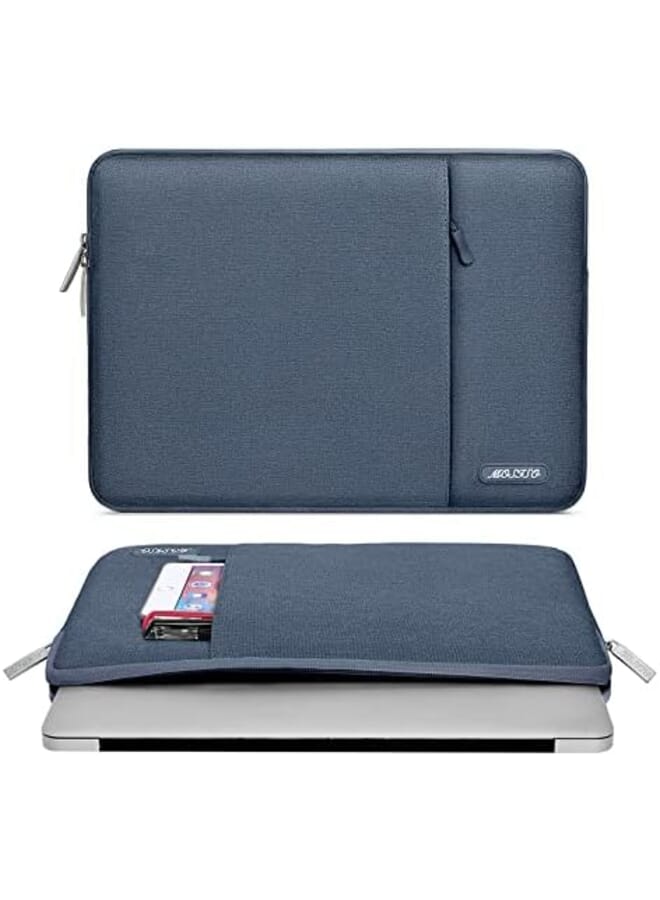 موسيسو حقيبة كمبيوتر محمول متوافقة مع ماك بوك اير برو 13 13.3 بوصة نوت بوك متوافق مع ماك بوك برو 14 بوصة 2023 2021 A2779 M2 A2442 M1 حافظة عمودية من البوليستر مع جيب أزرق ضبابي - Image 2