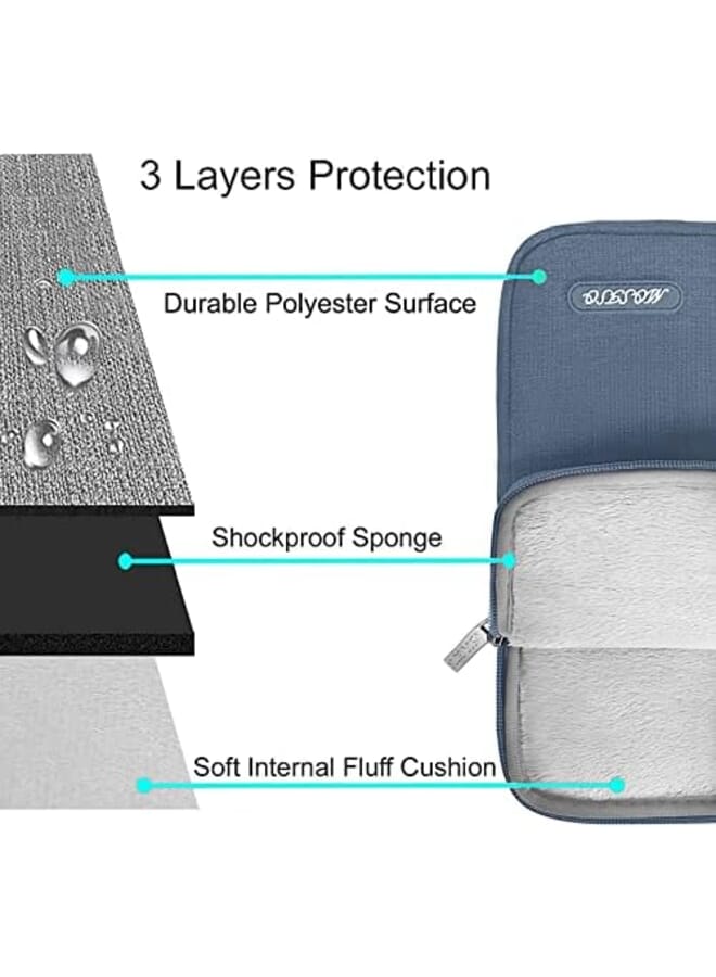 موسيسو حقيبة كمبيوتر محمول متوافقة مع ماك بوك اير برو 13 13.3 بوصة نوت بوك متوافق مع ماك بوك برو 14 بوصة 2023 2021 A2779 M2 A2442 M1 حافظة عمودية من البوليستر مع جيب أزرق ضبابي - Image 3