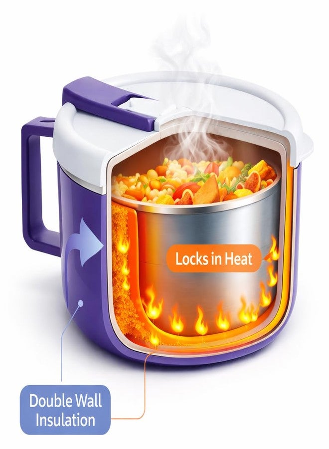DKWIN Premium Thermal Casserole Lunch Box with Steel Inner & Secure Locking Lid – Keeps Food Hot or Cold for Hours, Portable Food Container with Handle for Office & Kids - Image 2