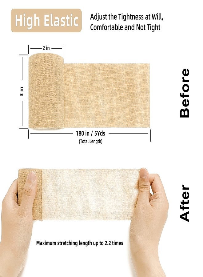 Ceeport Self Adhesive Bandage Wrap(12 Pack, 3 Inch x 5 Yards, First Aid Medical Cohesive Bandage Tape, Breathable Elastic Sports Athletic Tape Wrap for Ankle, Wrist, Knee, Foot Sprains & Swelling(Tan - Image 4