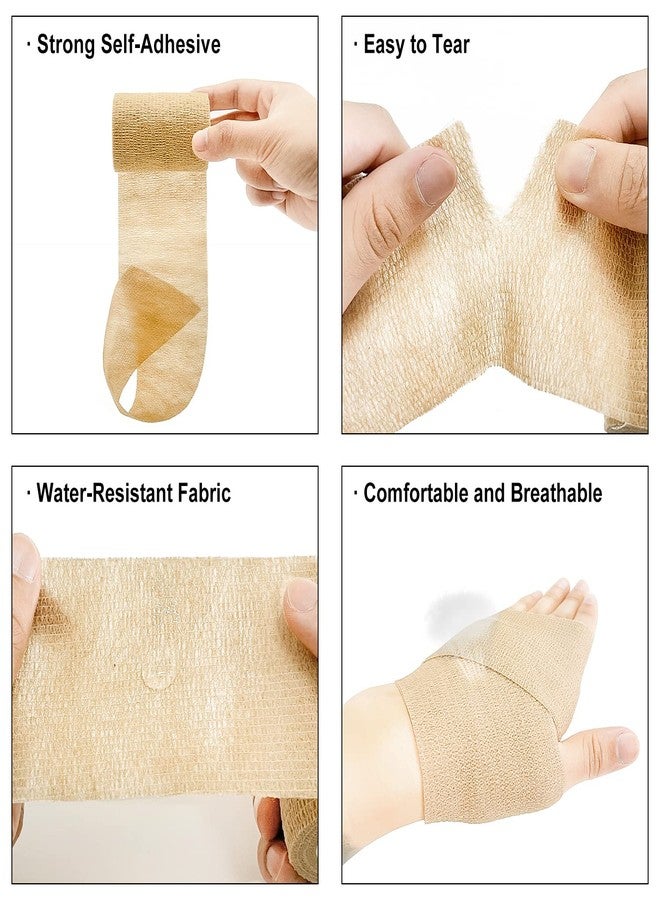 Ceeport Self Adhesive Bandage Wrap(12 Pack, 3 Inch x 5 Yards, First Aid Medical Cohesive Bandage Tape, Breathable Elastic Sports Athletic Tape Wrap for Ankle, Wrist, Knee, Foot Sprains & Swelling(Tan - Image 3