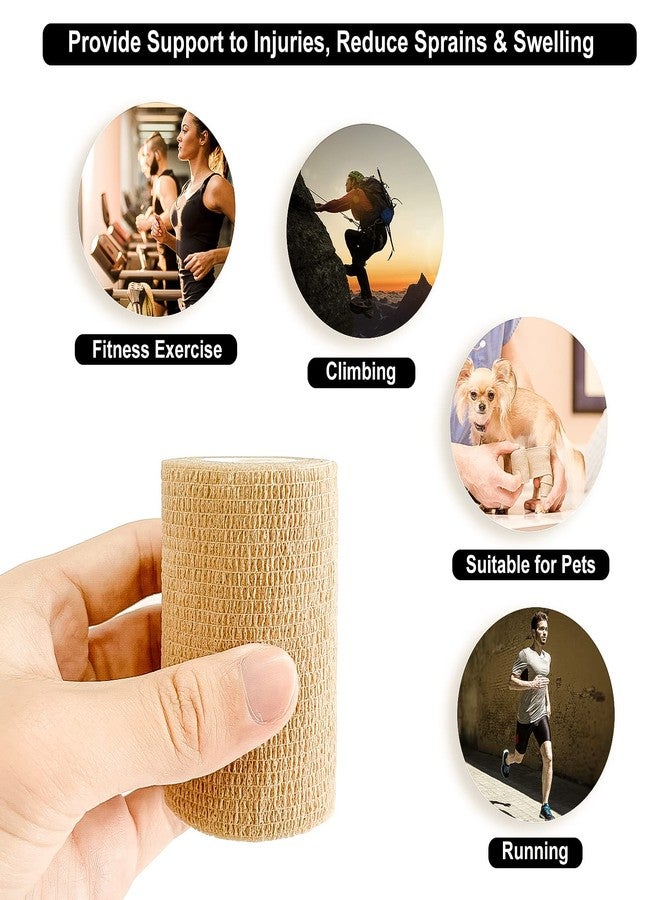 Ceeport Self Adhesive Bandage Wrap(12 Pack, 3 Inch x 5 Yards, First Aid Medical Cohesive Bandage Tape, Breathable Elastic Sports Athletic Tape Wrap for Ankle, Wrist, Knee, Foot Sprains & Swelling(Tan - Image 5