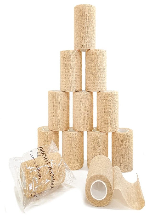 Ceeport Self Adhesive Bandage Wrap(12 Pack, 3 Inch x 5 Yards, First Aid Medical Cohesive Bandage Tape, Breathable Elastic Sports Athletic Tape Wrap for Ankle, Wrist, Knee, Foot Sprains & Swelling(Tan - Image 1