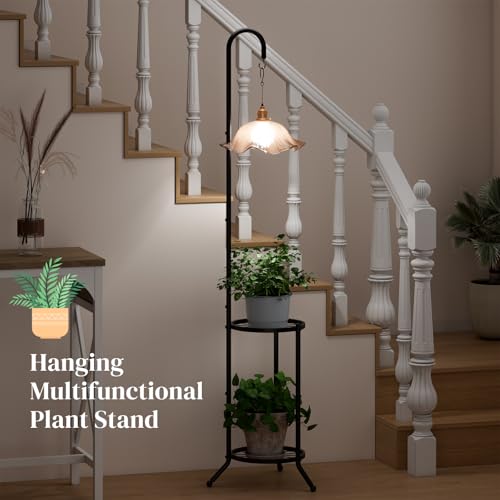 PULIJIAJU 2-tier Hanging Plant Stand Indoor and Outdoor, Space-Saving Iron Plant Shelf, 3 Potted Flower Pot Stand ,Planter Holder for Bedroom Balcony Living Room Patio Garden(Hook Style) - Image 4