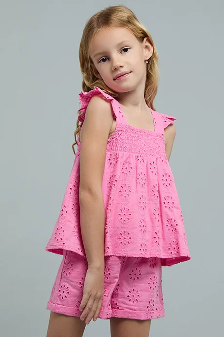 R&B Schiffli Top and Shorts Set