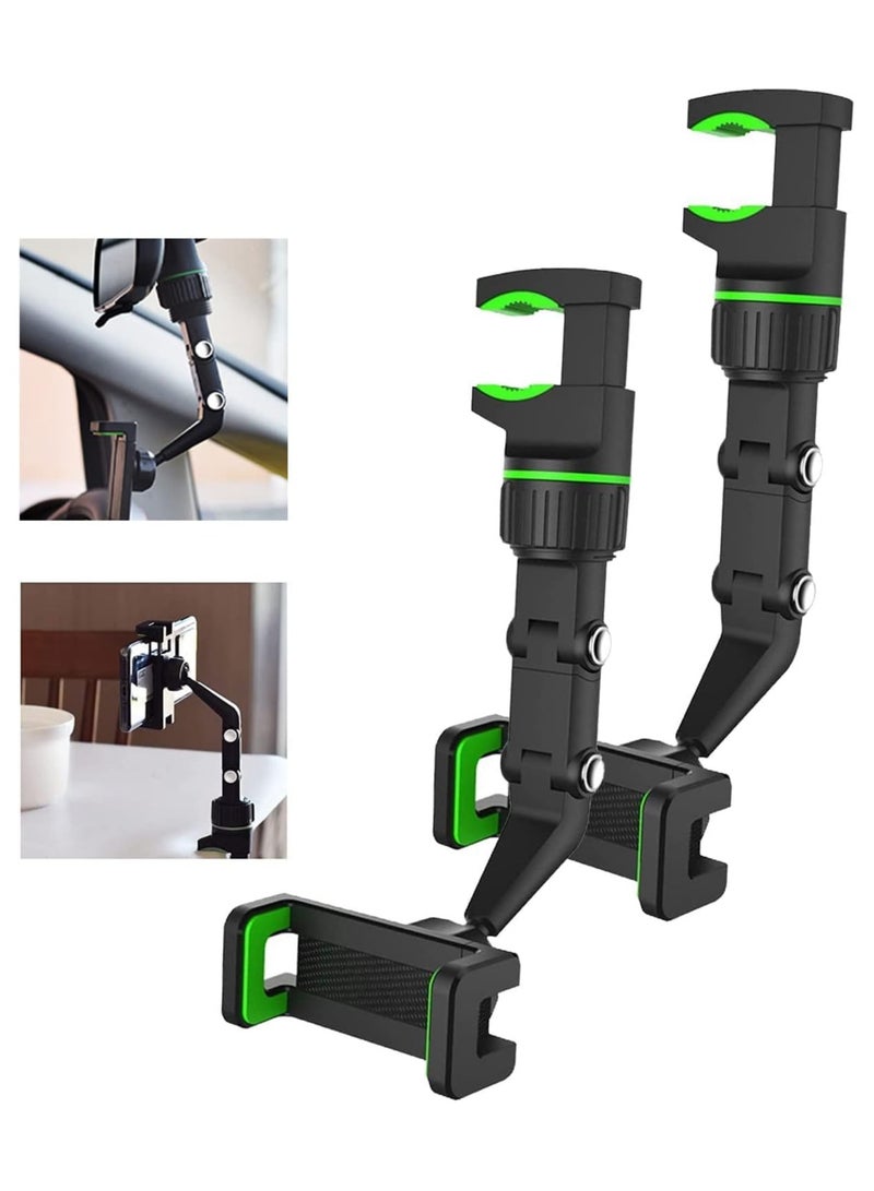 360°Rearview Mirror Phone Holder for Car,Multifunctional Phone Mount and GPS Holder Universal Adjustable Rotating Car Phone Holder(2Pcs) (ELT-01) - Image 1