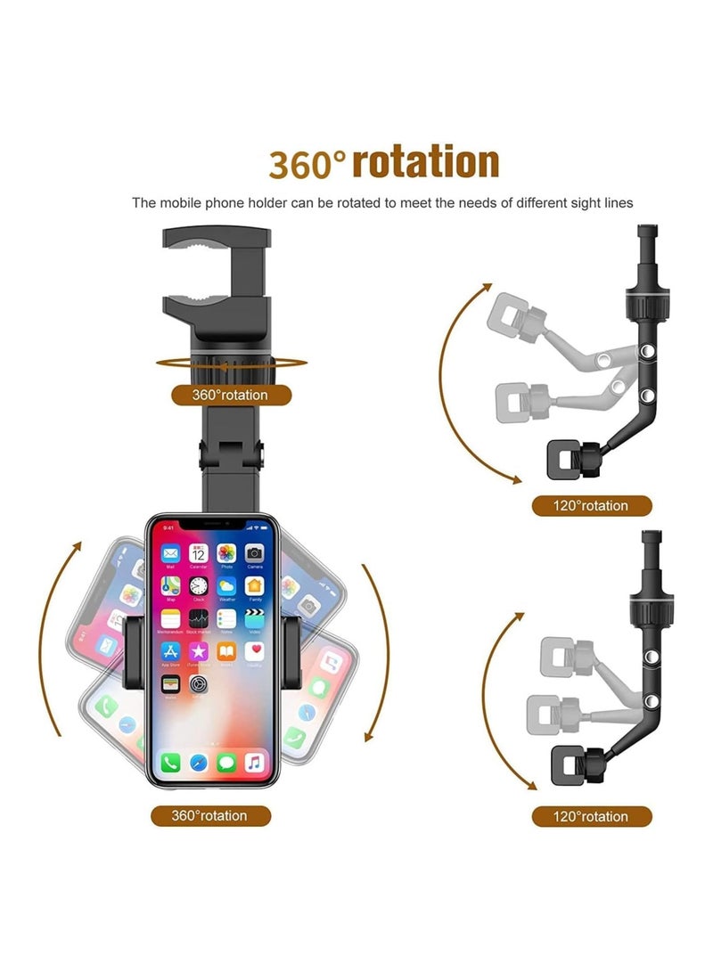 360°Rearview Mirror Phone Holder for Car,Multifunctional Phone Mount and GPS Holder Universal Adjustable Rotating Car Phone Holder(2Pcs) (ELT-01) - Image 4