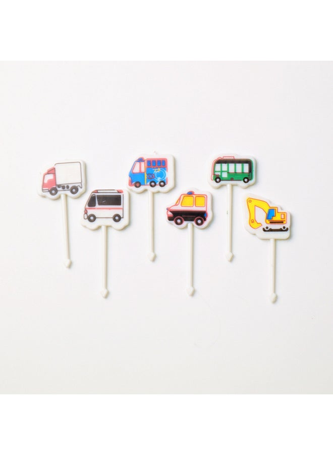 Japanese Cartoon Fruit Fork Cute Animal Fruit Fork Children Baby Special Fruit Sign Wholesale-Color:6pc Fruit Fork/car Cardboard Pack  - Image 1