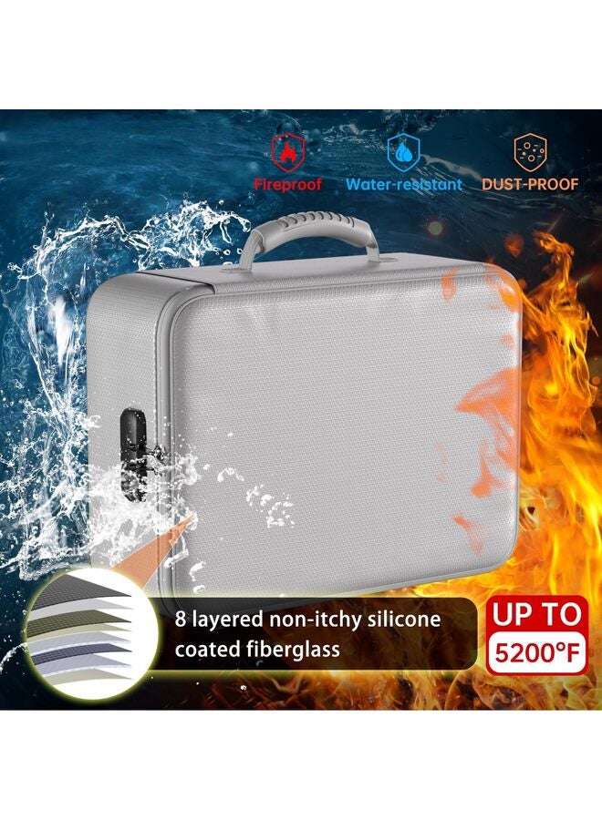 LAMAY 5200°F Document Organizer with Lock,Upgraded Heat Insulated Fireproof?Waterproof Box 8 Layers File Organizer,Portable Home Travel Safe Storage for Important Documents, Files, Silver - Image 5