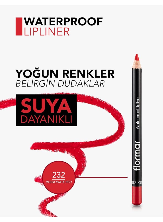 flormar Waterproof Lipliner 232 Passionate Passnt Red - Image 3