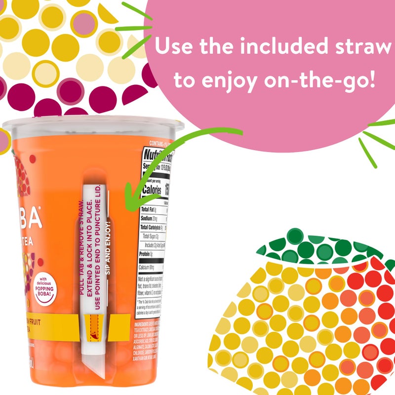 Joyba Bubble Tea Mango Passion Fruit Green Tea, 6 Pack, 12 fl. oz. Cups - Image 3