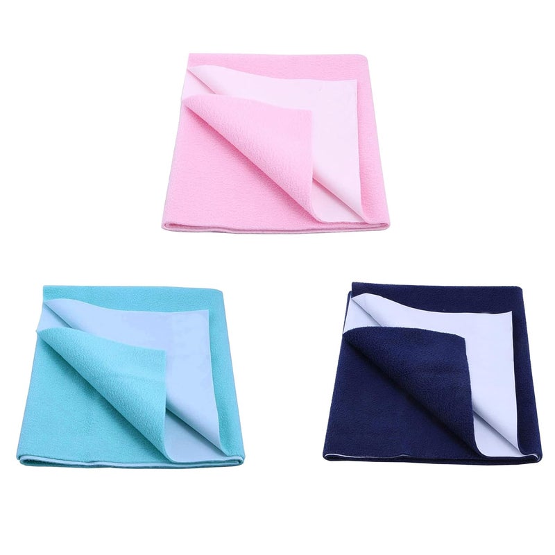 CHICERY Baby drysheet Absorbent Mattress Protectors for New Born Children Baby Bed Protector Waterproof Baby Sheet PinkBlueLight BlueSmall 70cm x 50cm Pack of 3 - Image 1